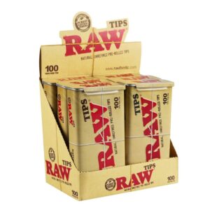 Hộp đựng Thiếc Raw 100 Đầu Lọc Cuốn Sẵn - Raw Prerolled 100 Tips Slider Box