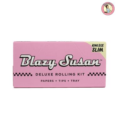 Giấy Blazy Susan Hồng Kingsize + Tips +Mâm cuốn Pink Blazy Susan Kingsize Slim Rolling Paper + Filters + Tray