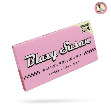 Giấy Blazy Susan Hồng Kingsize + Tips +Mâm cuốn Pink Blazy Susan Kingsize Slim Rolling Paper + Filters + Tray