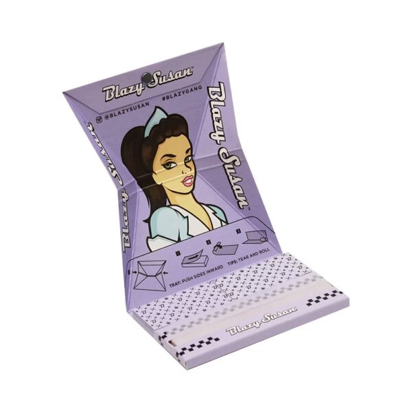 Giấy Blazy Susan Tím ngắn + Tips +Mâm cuốn Purple Blazy Susan 1 1/4 Rolling Paper + Filters + Tray