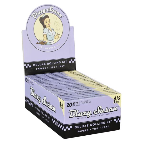 Giấy Blazy Susan Tím ngắn + Tips +Mâm cuốn Purple Blazy Susan 1 1/4 Rolling Paper + Filters + Tray