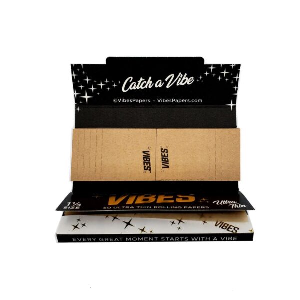 Giấy Vibes Đen Ultra Thin 1 1/4 + Tips - Vibes Black Ultra Thin 1 1/4 + Tips Paper