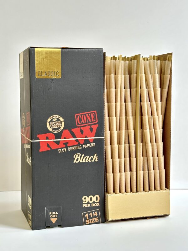 Giấy Cuốn Sẵn Gai Dầu Raw Đen 1 1/4 79mm Pre-rolled Cones 1 1/4 79mm Raw Hemp Black